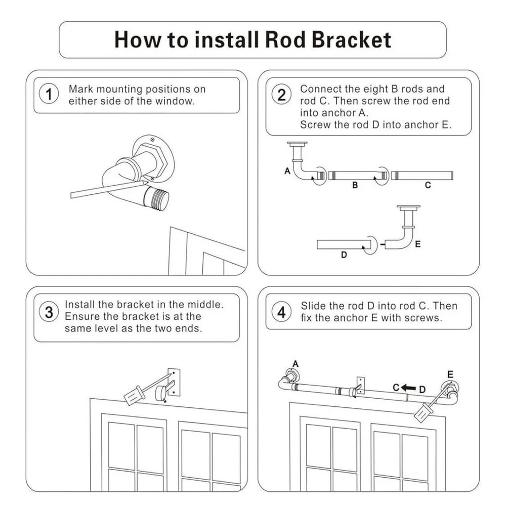 Byondeth‎ Industrial Blackout Curtain Rod, Adjustable 16-144